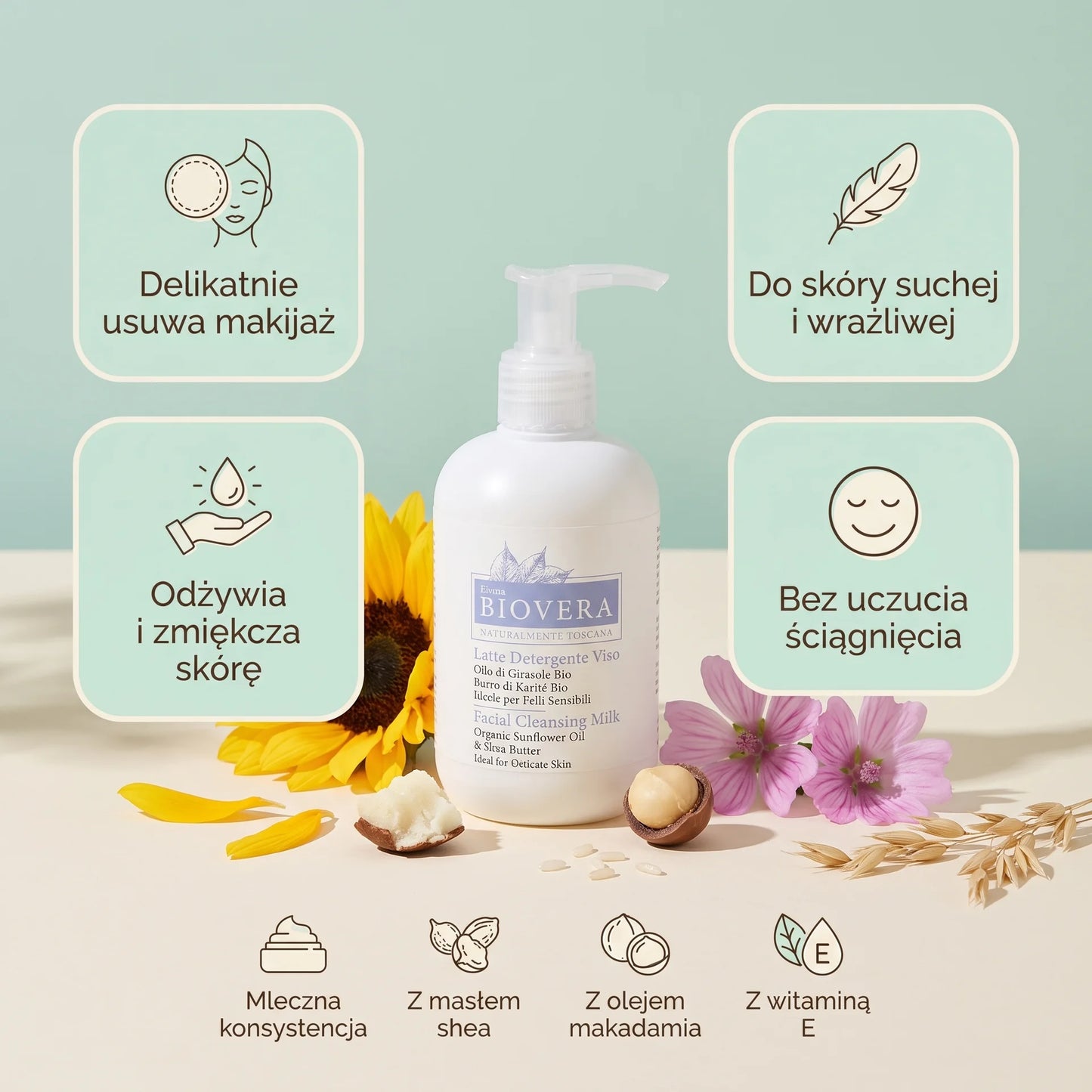BioVera – Mleczko oczyszczające do twarzy 250ml